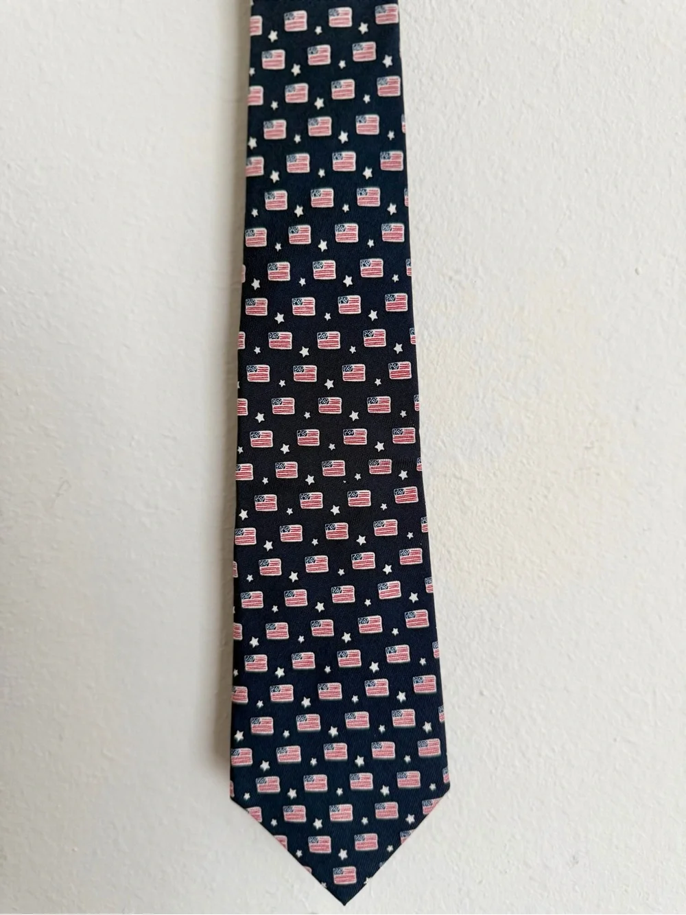 Vineyard Vines Boy’s American Flag Stars Silk Tie Navy Blue Handmade USA